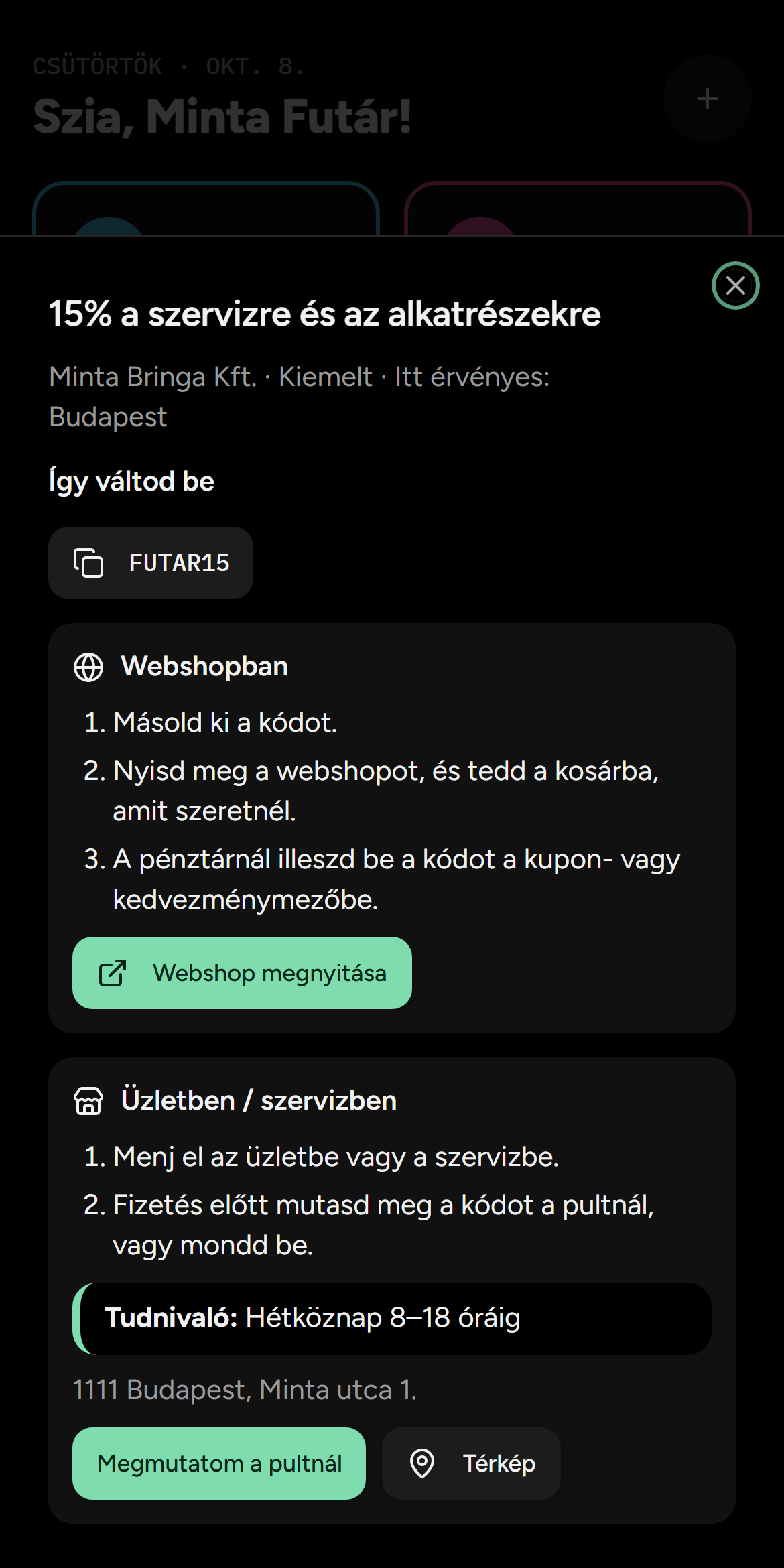A beváltás lépései (példa)